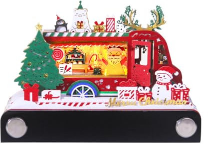 ERVDKXCOI Abreißbarer 3D-Papierkunst-Notizblock-Tischkalende 3D-Kalender, Weihnachts-Food-Cart-Thema, 3D-Panorama-Papierschnitzkalender, Abreißkalender 2025, Raumdekoration