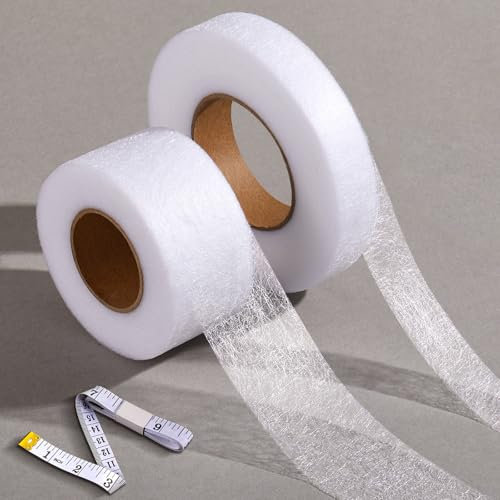 Zonon 2 Rollen Saumband zum Aufbügeln 20 mm X 64 Meter und 40 mm X 30 Meter Saumband für Vorhänge No Sew Wonder Web mit Band Maßband für Stoff Kleidung Hosen Bügeln Kleben Flicken Verschmelzen