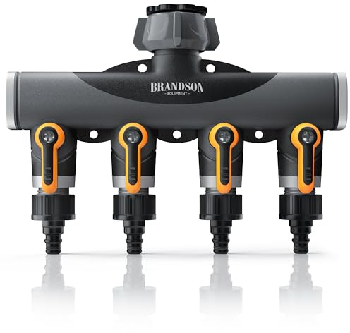 Brandson - 4 Wege Verteiler Wasserhahn - Wasserverteiler 4 Fach 3/4 Zoll - Schlauchverteiler Gartenbewässerung - verstärkte Metallgewinden - Wasserschlauch Gartenschlauch