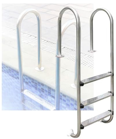 Swimming Pool Ladder,3 Steps in Ground Pool Pedal Step, Swimming Pool Step, Stainless Steel Step for Water Park Indoor Pool Outdoor Pool(Drilling,3-Steps1.0mm)