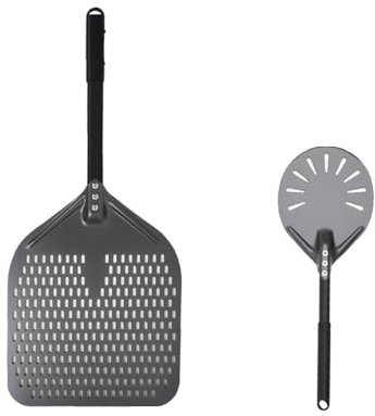 Ensemble de pelle à pizza en aluminium avec pelle perforée ronde de 33 cm pour la cuisson des accessoires de pizza avec poignée en métal