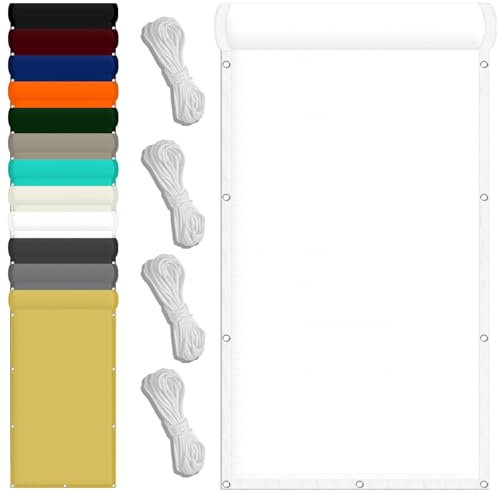 Pali parasole per vela, 130 x 600 cm, protezione UV, impermeabile, in tessuto di poliestere con occhielli, per piscina, auto, campeggio, patio, colore bianco durevole