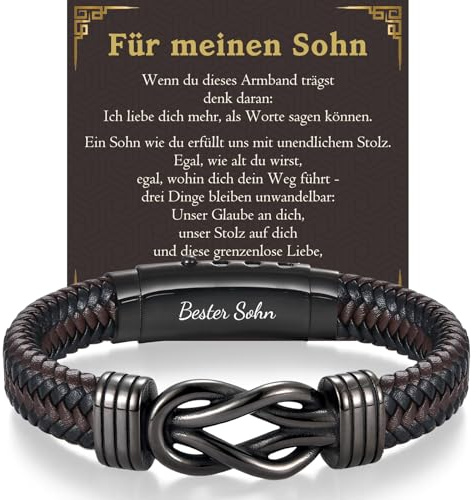 PDTU Geschenke für Männer, Lederarmband als Geschenke für Mann Ehemann Freund Papa Bonuspapa Stiefvater Enkel Opa Sohn Bruder zum Geburtstag Weihnachten Valentinstag Jahrestag Vatertag Abschluss