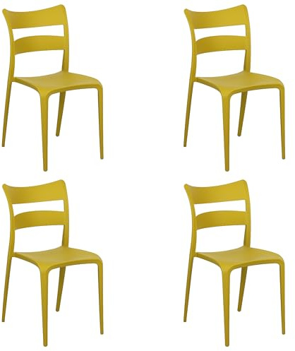 Totò Piccinni Sedia ONDA in Polipropilene moderno design impilabile per esterno e interno (4, Giallo Senape)
