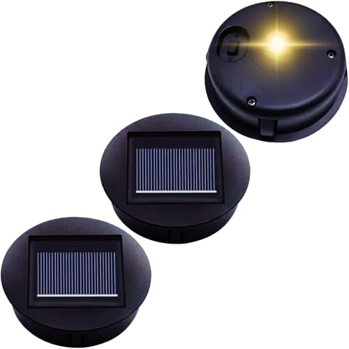 XVZ Solarleuchten Ersatz - 3 Stück Ø 8 cm warmweißen LED-Solarabdeckungen, Solar Replacement für verschiedene Solarlampen