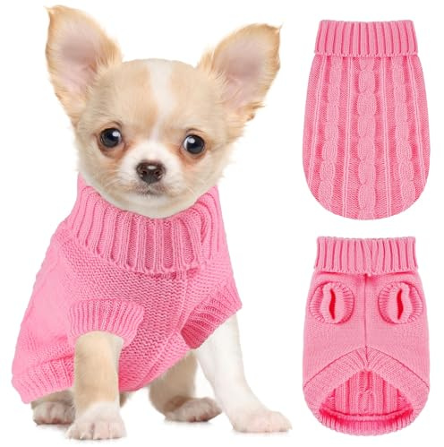 XXS Hundepullover, gestrickter Chihuahua-Pullover, Yorkie-Teetasse, Dackel, Hundepullover für kleine Hunde, Mädchen, Herren, Herbst, Winter, Welpen, Katzen, Pullover (XXS)