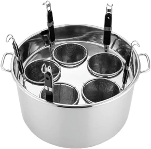 CCKUYT Set per la Cottura della Pasta in Acciaio Inox, pentola per la Pasta Multifunzionale con cestello scolapasta, Design a 3/4/5 Fori per cuocere Pasta, tagliatelle, Pasta