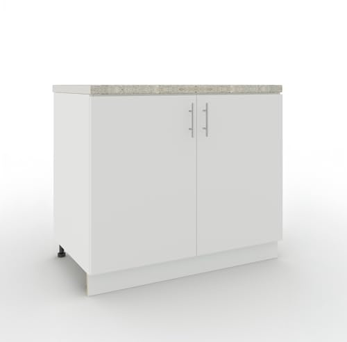 JD Greta Adjustable Kitchen Sink Base Unit - 1000mm - Sink Cabinet with Doors & Worktop - White Matt
