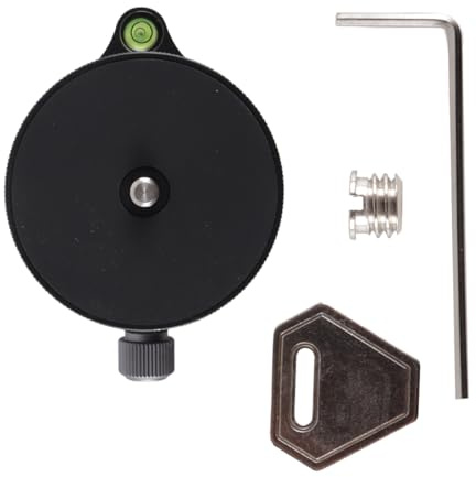 Fasizi Piastra panoramica per fotocamera, testa a sfera panoramica in lega di alluminio con vite da 3/8 e livella a bolla per treppiede, monopiede, fotocamere DSLR