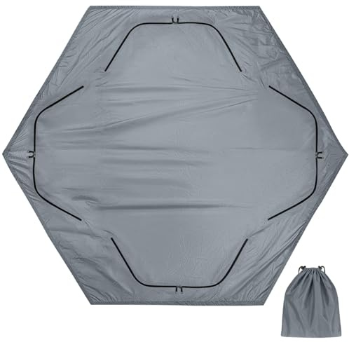 QualyQualy 6-Sided Tent Footprint for 6-7 Person, 74 Sq.Ft Waterproof Groundsheet for Ice Fishing & Large Camping Tents, High-Density 210D Oxford Mat with Storage Bag