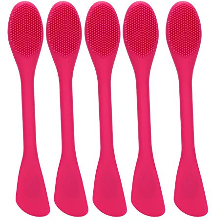 YUMILI Cepillos para mascarillas faciales Cepillo de limpieza facial de silicona DIY Mix Mask Stick 2 cabezales Cuidado de la piel (rosa roja)