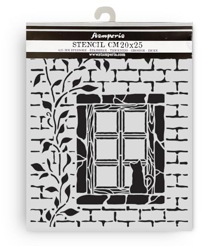 Stamperia - Thick Stencil for Scrapbooks, Albums, Cards, Bullet Journals, and More, Flexible Material, Easy to Clean, Perfect for Craft and Gifting (Herbarium Silvae, Country Window)