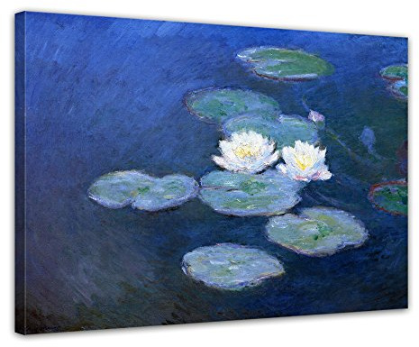 Bilderdepot24 Bild auf Leinwand | Claude Monet - Seerosen in 70x50 cm als Wandbild | Wand-deko Dekoration Wohnung alte Meister | NEU-180214-70x50-see