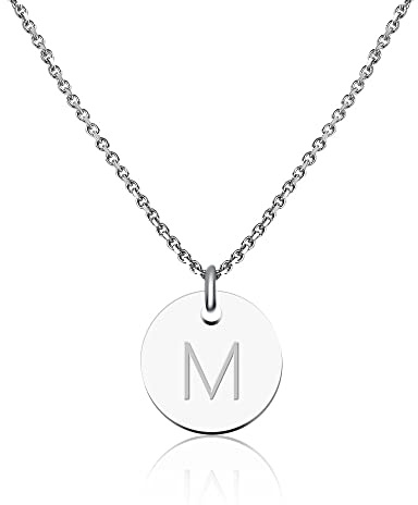 GD GOOD.designs Collar Inicial para mujeres (Colgante Inicial) Cadena de Mujer de plata (Colgante de letras redondas) (M)