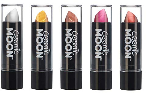 Cosmic Moon - Metallic-Lippenstift - 5g - Für faszinierende Metallic-Lippen! - Set mit 5 Farben - Enthält: Silber, Gold, Roségold, Rosa, Rot