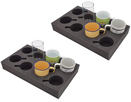 MC-CASES 2 x Tassenhalter Glashalter Gläserhalter Platz für bis zu 8 Stück - Schaumstoff für Camping Wohnwagen Wohnmobile Boote Schiffe