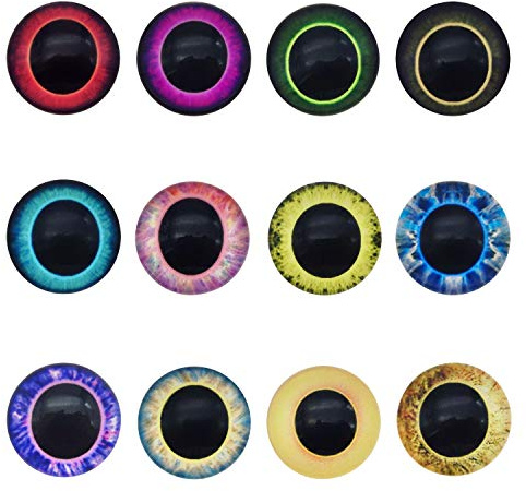 Julie Wang 40PCS Mixed Glass Eyes Owl Unicorn Animal Eye Pupil for Craft Making DIY Flatback Dome Glass Cabochon 20mm