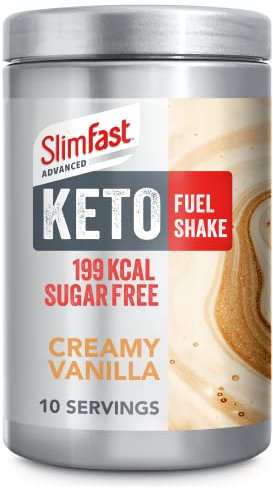 SlimFast Advanced Keto Fuel Shake for Keto Lifestyle, Creamy Vanilla Flavour, 10 Servings, 320g