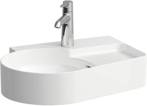 LAUFEN VAL Aufsatzwaschtisch, ohne Hahnloch, mit Überlauf, 530x400mm, semi-trockener Bereich rechts, US-geschl., H8162884001091, Farbe: Weiß