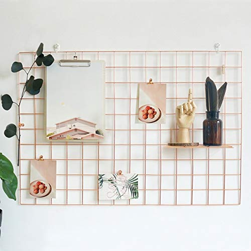 GBYAN Wall Grid 2 Pack Wire Photo Grid Panels Metal Picture Rack Wall Organizer for Memo, Photo Display, 25.6 x17.7 Each Grid Panel