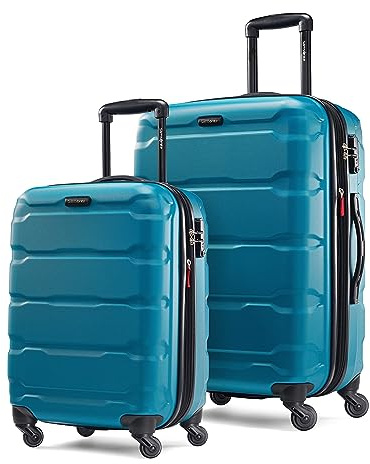 Samsonite Omni PC Hardside Expandable Luggage with Spinner Wheels, Carribbean Blue, 2-Piece Set (20/24)