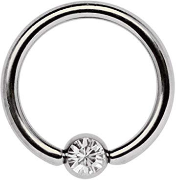Titan Piercing Schmuck Ring BCR in 1,6 x 10-18 mm mit 5 mm Zirkonia Kugel