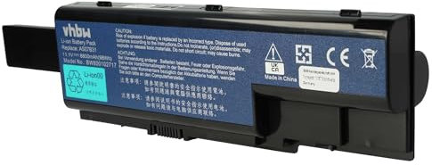 vhbw 1x Akku kompatibel mit Acer Aspire 7720G, 7720G-1A2G16Mi, 7720-3A2G12Mi, 7720G-1A2G24Mi Notebook (8800 mAh, 11,1 V, Li-Ion)