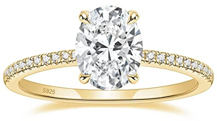 Zakk Damen Ringe Silber 925 Verlobungsringe Solitärring 3CT Oval Zirkonia Versprechen Ring Eheringe Trauringe Rosegold Gold
