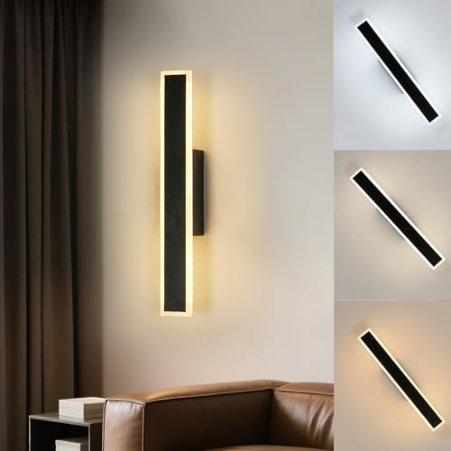 DELIPOP Applique Murale Intérieure LED, 12W 1600LM Moderne Lampe Murale, 3 Température de Couleur 3000K/4500K/6500K, Éclairage Acrylique Luminaire Mural pour Salon Chambre Escalier