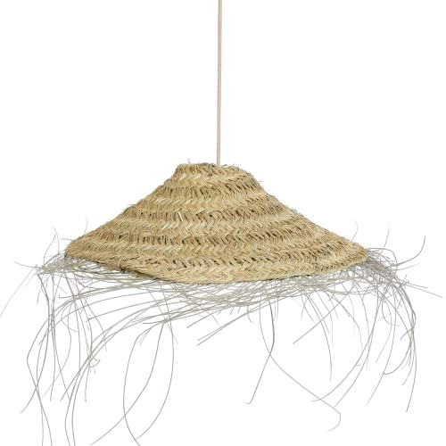 Bohome Living - Suspension Luminaire Parasol en Osier, Abat jour Bohème Chic, Suspension en Alfa, Fait main (S : 60x15cm)