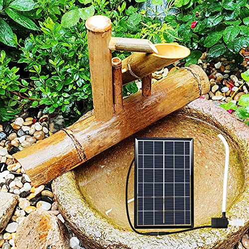 ZZYYZZ Fontana d'Acqua per Esterni a Energia Solare, Fontana di bambù Zen con Pompa e Pannello Solare da 6 W e Filtro per l'Acqua e Tubo dell'Acqua da 2 m, per Prato Giardino Cortile,20
