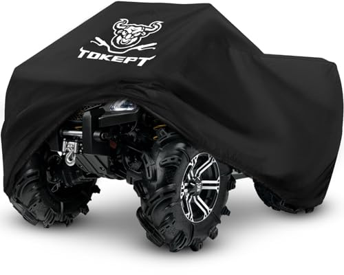 Tokept Housse de Protection Robuste en Tissu Oxford imperméable pour Quad à 4 Roues Kawasaki Honda Polaris Yamaha 144,8 cm (L) x 86,4 cm (l) x 99,1 cm (H) - Noir