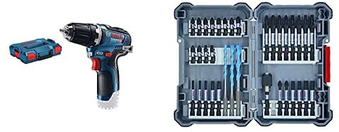 Bosch Professional 12V System Akku-Bohrschrauber GSR 12V-35 (ohne Akkus und Ladegerät, in L-BOXX 102) + 35tlg. MultiConstruction Bohrer- und Impact Control Schrauberbit-Set, Zubehör