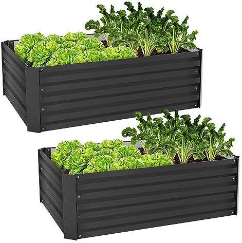 ML-Design 2er Set Hochbeet aus Metall für Garten, 90x60x30 cm, 150 Liter, Anthrazit, wetterfest, rostfrei, Outdoor, Pflanzbeet Pflanzkasten Blumenkasten Gartenbeet Gemüsebeet Frühbeet Kräuterbeet