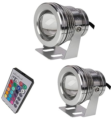 2PCS Spot LED Sous Marin - 10W Lumière LED Submersible, Projecteur De Jardin Étanche IP68, Lumières De Paysage Extérieures Télécommandées RVB, Pour L'éclairage Terrasse Piscine Jardin ( Color : Rgb+re