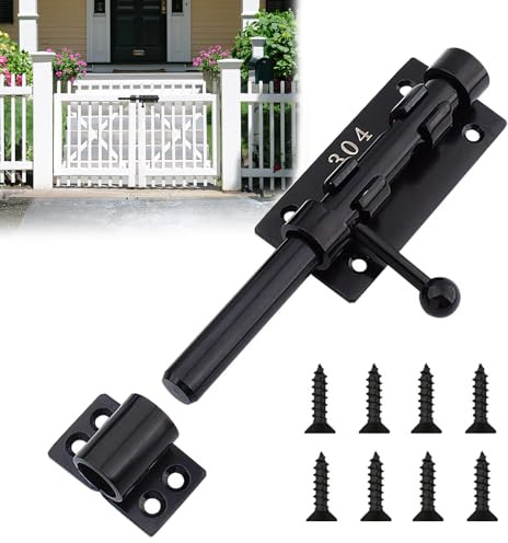 GothicBride Thickened Stainless Steel Door Bolt Bolt Bolt 200 mm Gate Bolt Lock Floor Slider with Padlock Hole, Black Latch Lock Door Bolt Outdoor Sliding Bolt for Home Yard and Garden | Floor Slider with Padlock Hole, Black Riegcel Lock Door Bolt Exterior Slide Bolt for Home Yard Garden (20 cm)