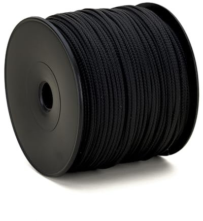 Corda intrecciata Polypro nera, diametro 2 mm, bobina 100 m, corda esterna, corda fai da te, corda fai da te, colore: nero