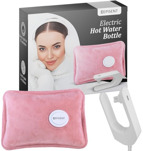 EPISENT Electric Hot Water Bottles - Rechargeable, Soft & Cosy Water Bag - Lower Back, Stomach & Hand Warmer - Wearable Electric Warmer - Pain Relief Bag (Pink)