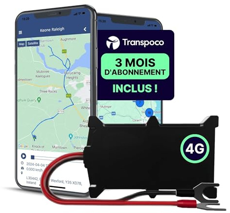 Transpoco FMC880 Traceur GPS Voiture 4G - Suivi en Temps Réel avec SIM Incluse - Abonnement 3 Mois, Geofencing, Alertes Antivol, Historique, Support UE