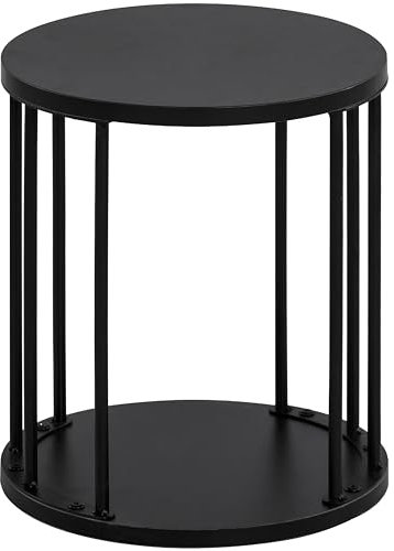 HDANI Runder Sitzhocker Kinder und Erwachsene,Tritthocker,Kleiner Pflanzenhocker,Fußhocker für Bad, Küche,Schlafzimmer,Büro,30×30×34.5cm,Holz Schwarz,1er Set