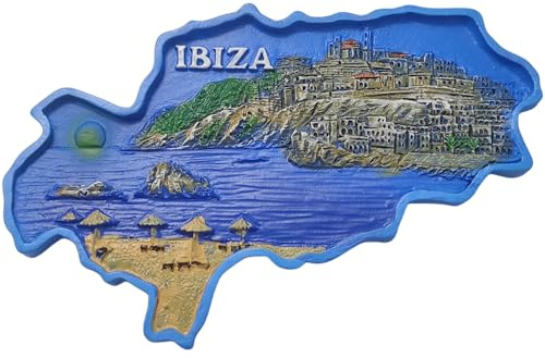Ibiza Baleares España Imán para nevera, recuerdo 3D, decoración magnética para nevera, colección artesanal