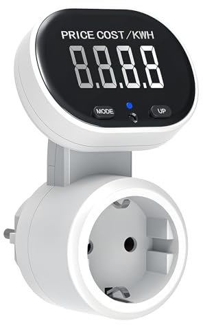 Wothfav Misuratore Consumo Elettrico, Misuratore di Potenza Contatore del Consumo di Corrente, Misura Consumo con Schermo LCD, Rotazione 45°, Retroilluminazione, Massima 3680W