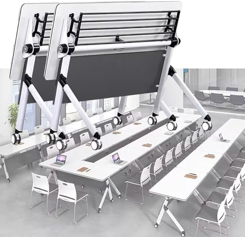 Konferenztisch Besprechungstisch Klappbarer Business-Stil Konferenzraum-Tisch 1 2 Stück, Groß Rechteckig Büro-Empfang Besprechungstisch/Schulungstisch, Modern Rollend Computer-Schreibtisch Für Den SI