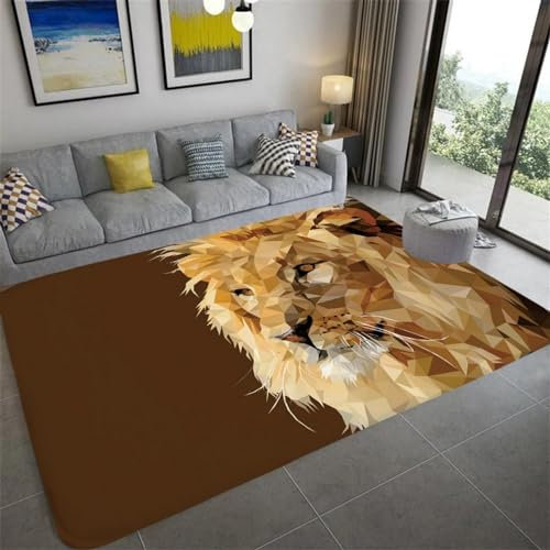 Kinderteppich Löwe Savanna Eckzahn - Kurzflor Teppich Kinderzimmer Spielteppich Antiallergen Und Extra Weich - Babyzimmer Teppiche Für Junge Und Mädchen Babyteppich 100 X 120 Cm / 31.5 X 47.24 -2T2Q