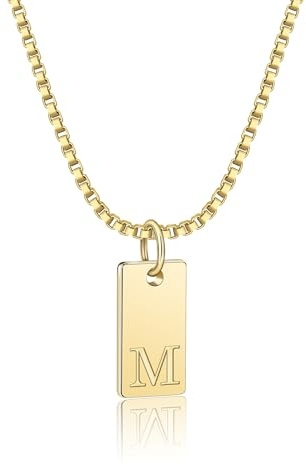 AILUOR Initiale Halsketten für Frauen, 14K Gold plattiert Buchstabe Name Anhänger Halskette zierlich Halskette für Frauen personalisiert Initiale A-Z Tag Kropfband Halskette (Initiale M, Gold)