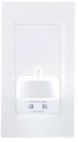 Evoges In-Wall Electric Toothbrush Charger, Compatible with Oral-B & Braun, supplied with additional M3.5 75mm Length Flat Head Screws, by Proofvision (White, Single + Shaver)