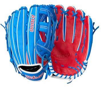 WILSON Unisex – Erwachsene 2024 A1000 Outfield Baseball Gloves Handschuh, Royal/Rot/Weiß, 12.75