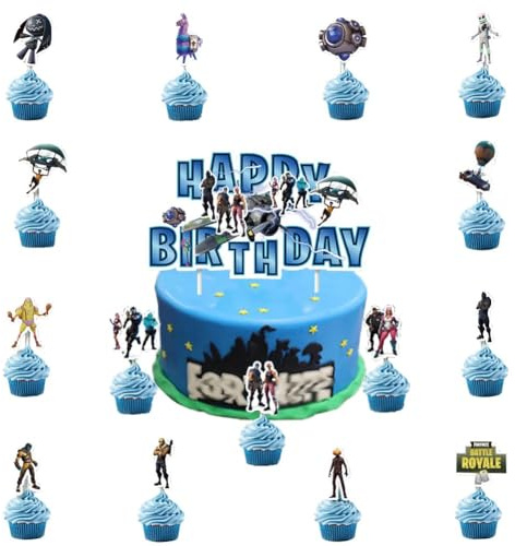Spiel Thema Geburtstag Tortendeko,Doyomtoy Video Gaming Spiel Cake Topper Videospiel Cupcake Topper Spielthema Geburtstag für Kinder Party Kuchen 16 Stück