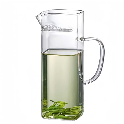 Nordswal Taza de té de vidrio de borosilicato hecha a mano con filtro de vidrio integrado, resistente al calor, elegante diseño transparente, perfecta para té de hojas sueltas, té verde, té negro, té