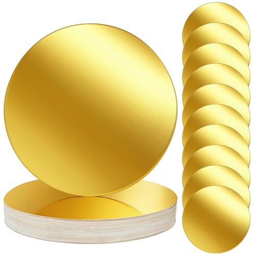 Cedilis 100 PCS Round Paper Placemats, 33 cm Disposable Gold Table Mats Charger Plate for Dinner Plate, Wedding, Birthday Party Decor